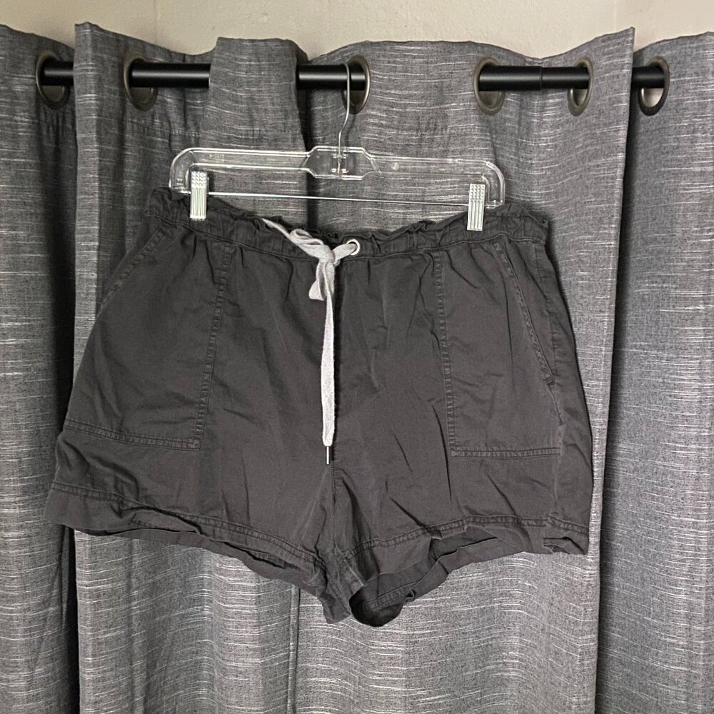 Women's Aerie Charcoal Gray Athletic Shorts with Paper Bag Elastic Waistband